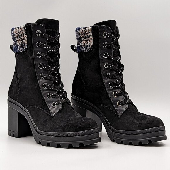 Veronica Beard Women Westport Water Resistant Black Suede Chunky Boots size 8.5 - Picture 1 of 9